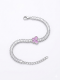 Pulsera de plata mariposa rosada
